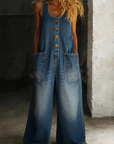 Valentina - Vintage gewassen katoenen denim salopette