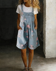 Adriana - Bloemen denim jumpsuit met zachte katoen en vintage was