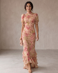 Rosario | Lange Bloemenjurk in Chiffon