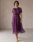 Flavia | Maxi Jurk met Druppelnek en Kant Chiffon Rand