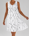 Rianne | Mouwloze Jurk met V-Hals en Print