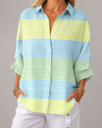 Holly™ | Pastel Ruit Blouse | Lichtgewicht Lente Blouse met Artistieke Prints