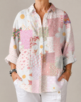 Stephanie™ | Patchwork Daisy Blouse | Lichtgewicht blouse met lentebloemen en ademende stof