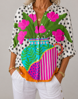 Donna™ | Bloeiende Vaas Blouse | Ademend met Lentepatronen en Ontspannen Pasvorm