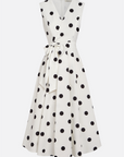 Zwart-witte klassieke polka dot Franse mouwloze midi-jurk