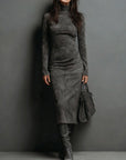 Lory - Lange maxi jurk in bruin