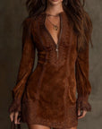 Angelina - Blauwe tuniek met borduursel en rits