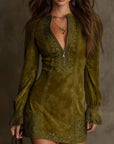 Angelina - Blauwe tuniek met borduursel en rits