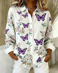 Dahlia™ | Speelse Vlinderprint Knopblouse