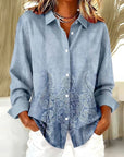 Melrose™ | Vintage Botanische Print Knop Blouse