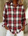 Dulcie™ | Vintage Geruite Knop Front Blouse