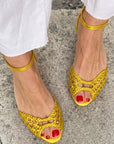 Isadora | Gouden gevlochten sandalen