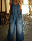 Valentina - Vintage gewassen katoenen denim salopette