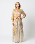 Cressida | Maxidress met bloemenprint en transparante stof met lange mouwen