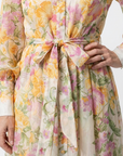 Cressida | Maxidress met bloemenprint en transparante stof met lange mouwen