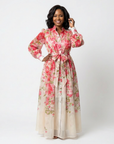 Cressida | Maxidress met bloemenprint en transparante stof met lange mouwen