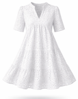 Fleur – Broderie Jurk met V-hals en A-lijn rok