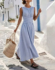 Nola | Zomerjurk met Streepjes en Twist Taille