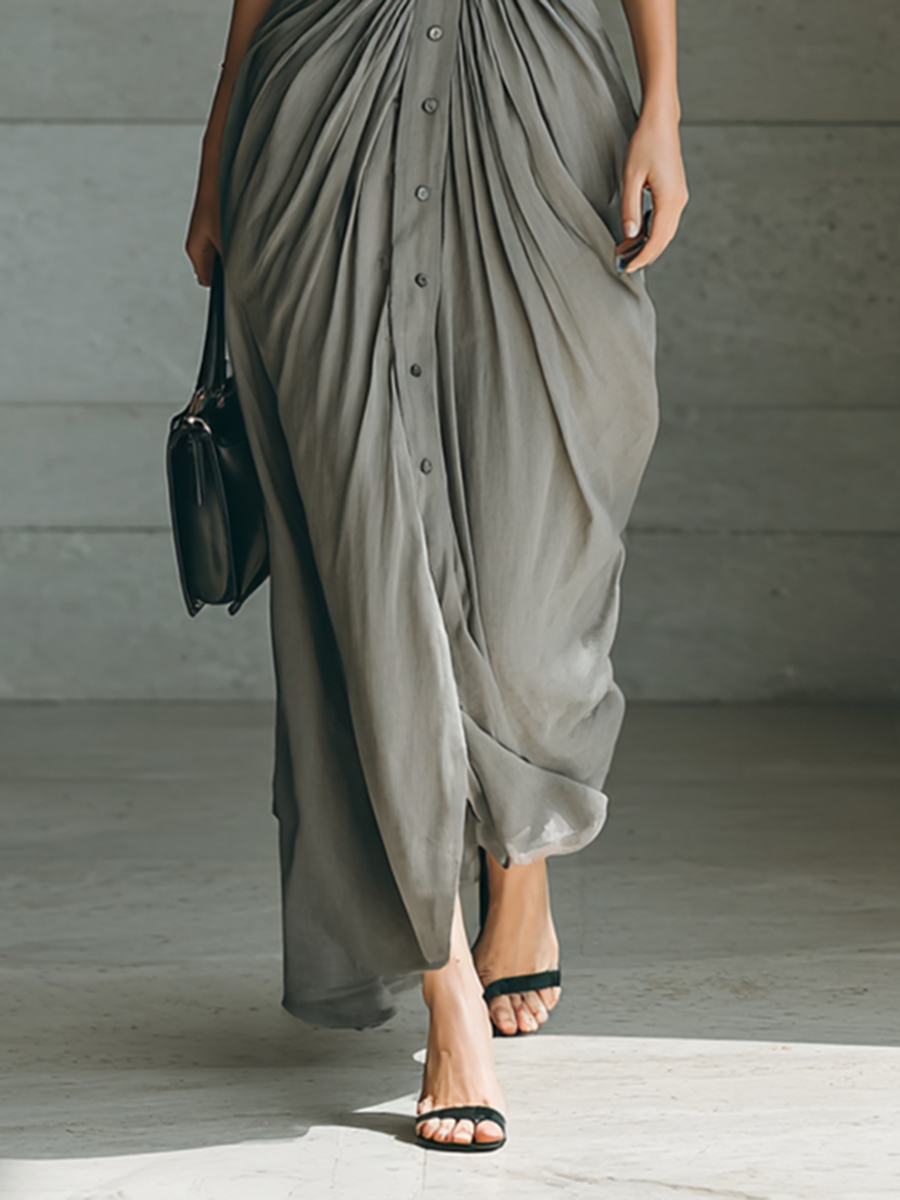 Kelly - Lange plissé jurk