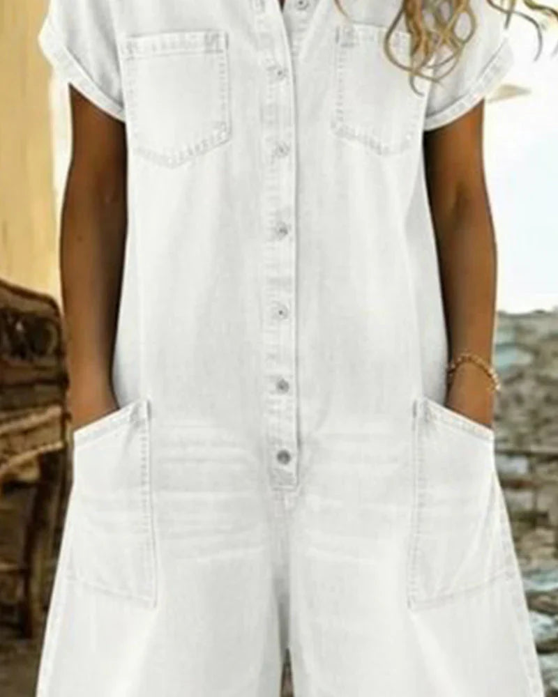 Tine | Spijkerjumpsuit met knoopsluiting aan de voorkant