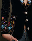 María | Geborduurd Blazer met Multicolor Bloemenprint