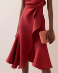 Rode Mouwloze Midi Elegante A-lijn Jurk met Taille Twist voor Dag-naar-Nacht