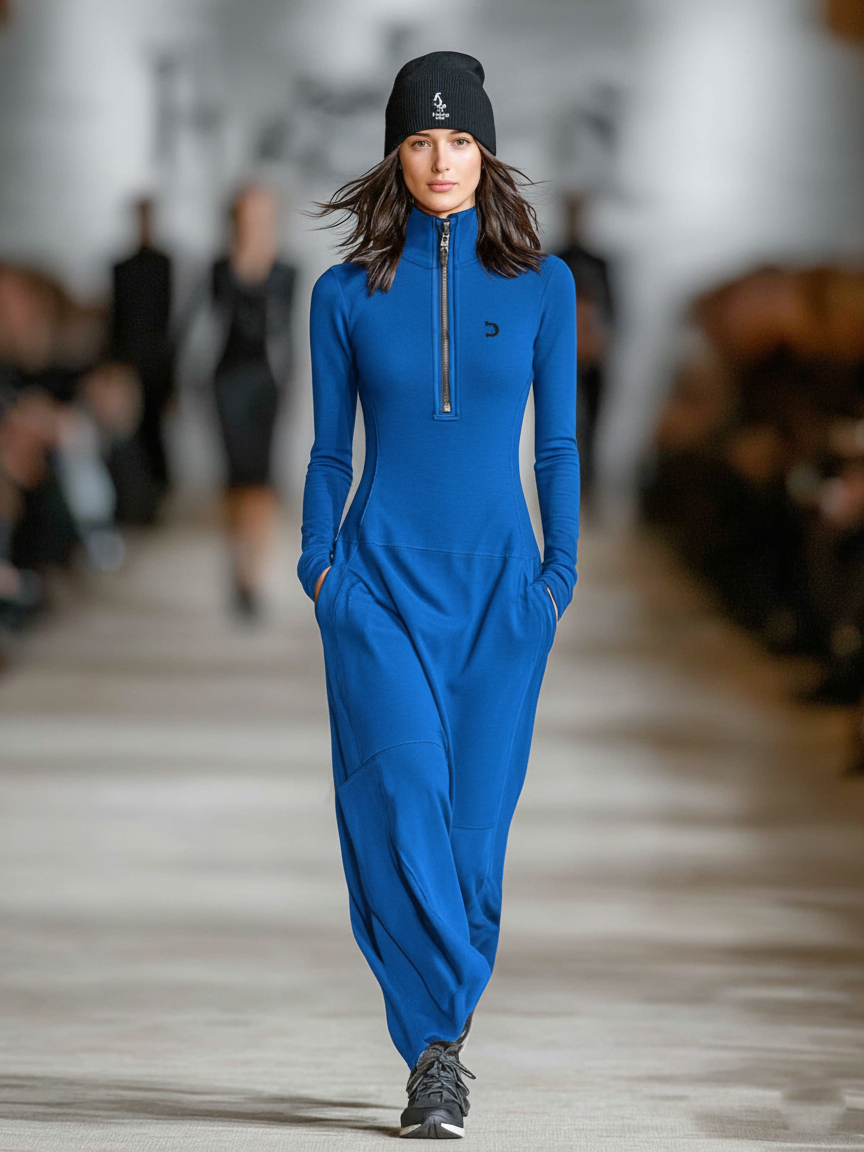 Lies | Maxi-jurk met hoge hals en zachte afwerking