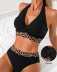 Bikini Geribbeld Leopard Kleurblok