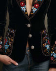 María | Geborduurd Blazer met Multicolor Bloemenprint