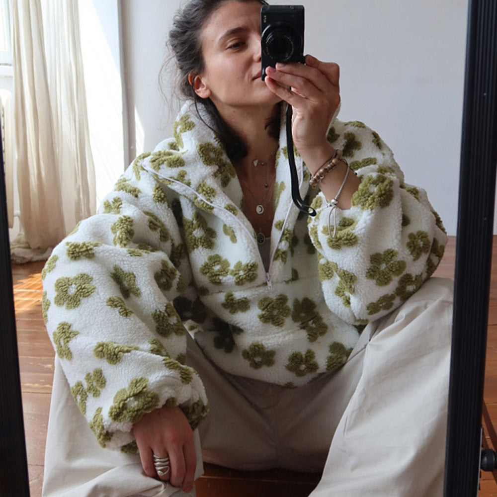 Marcia | Fleece Trui met Revers en Ritssluiting