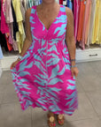 Regina - Mouwloze Midi Jurk met V-Hals Elastische Taille
