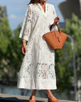 Bloemenkant V-Hals Belmouw Loose Midi Jurk