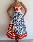 Vintage Sardine Print Draagjurk