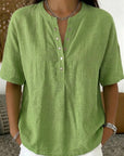 Sabine | Effen kleur blouse met halve mouwen