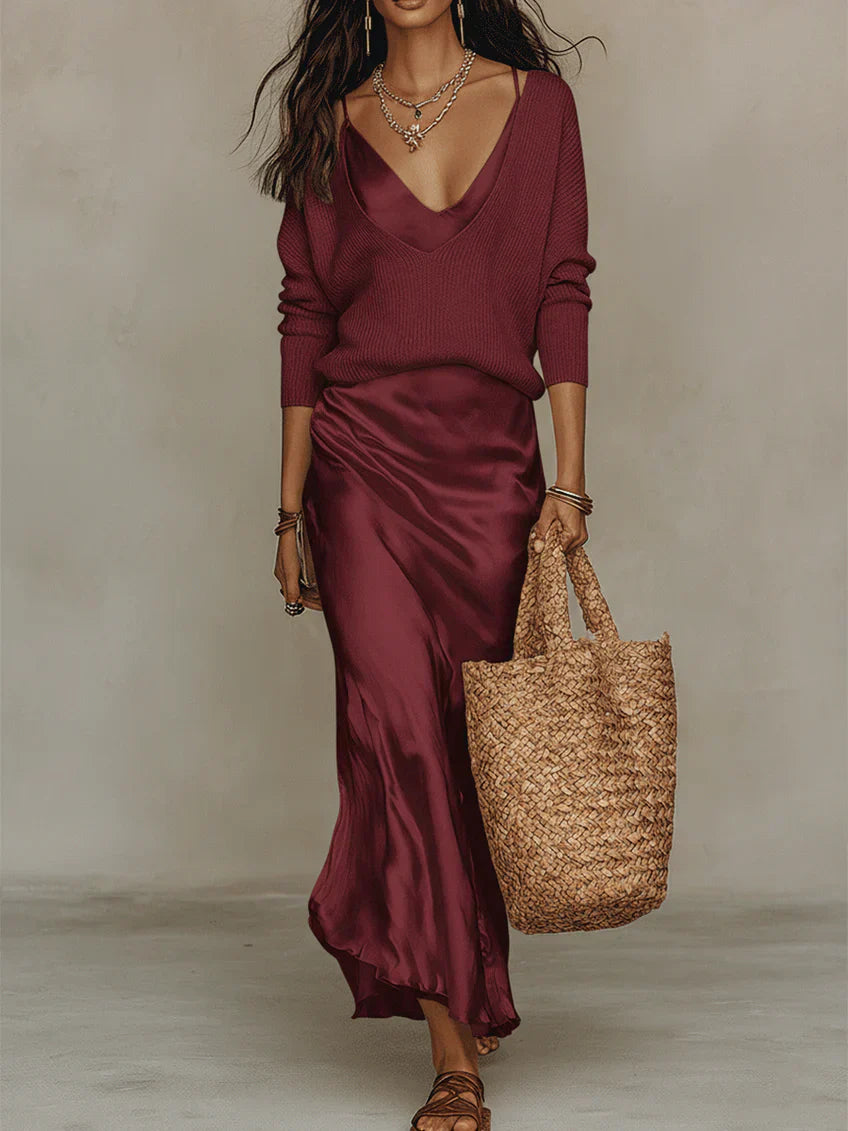 Anaïs – Elegante satijnen midi-jurk