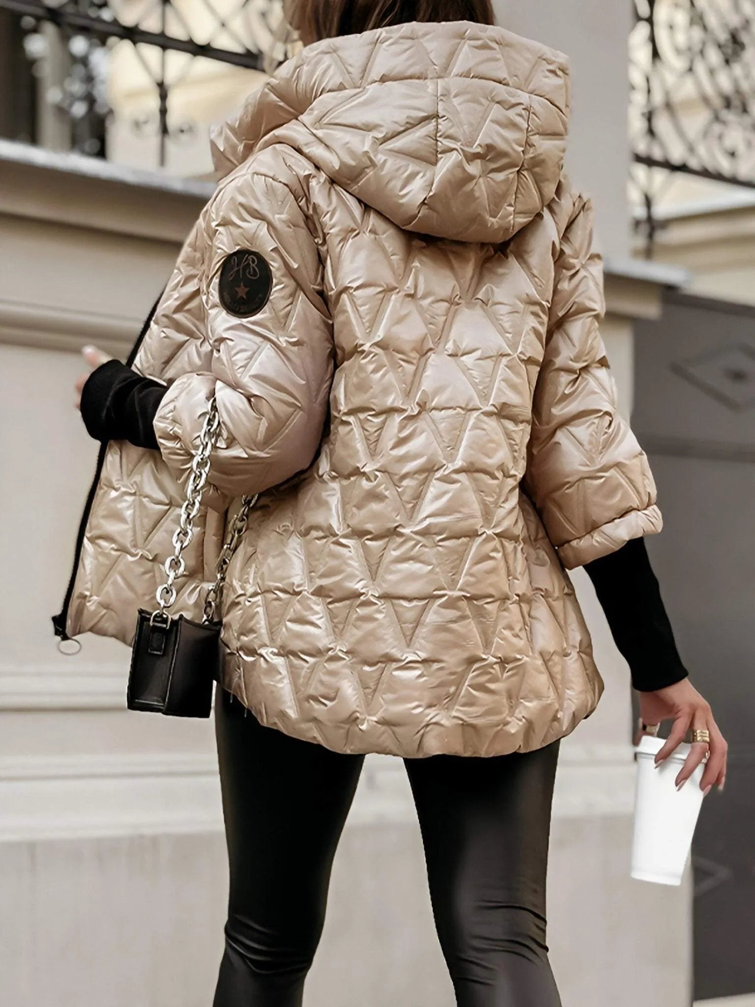 Lou | Jas met capuchon en diamanten patchwork