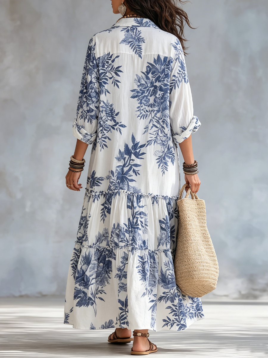 Suzanne - Bohemian maxi jurk met Knopen