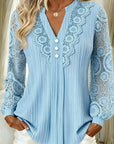 Madelief | Geplooide blouse met kanten mouwen