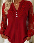Madelief | Geplooide blouse met kanten mouwen