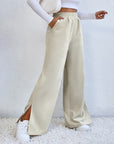 Moniek - Geribbelde Effen Kleur Casual Broek