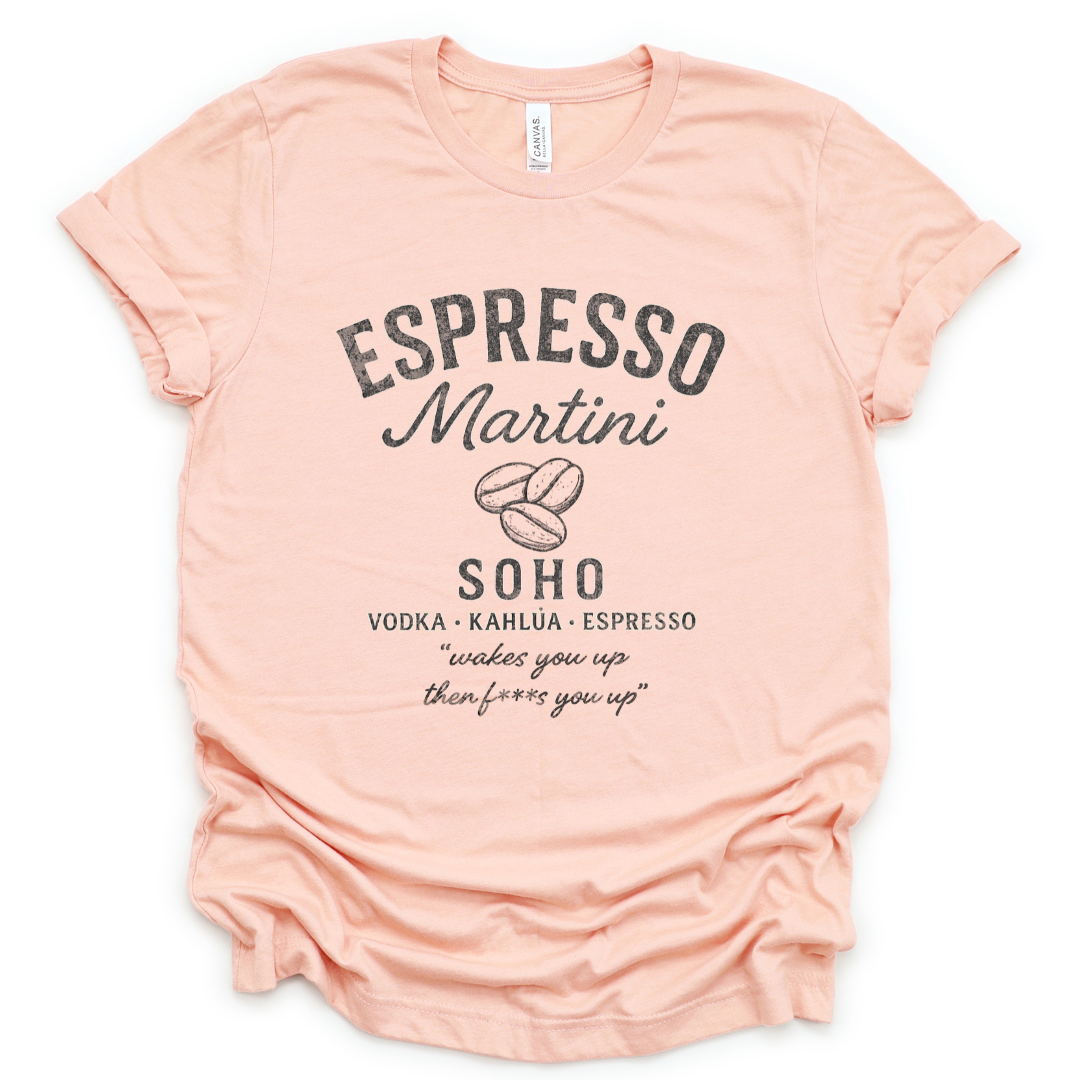 Espresso Martini, Vintage Vervaagde Print - Bella Canvas Super Zachte Standaard Pasvorm T-shirt
