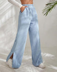 Moniek - Geribbelde Effen Kleur Casual Broek