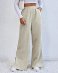 Moniek - Geribbelde Effen Kleur Casual Broek