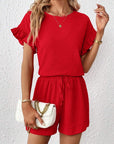 Britt | Casual set met rimpeling en knoopdetails