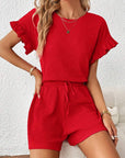 Britt | Casual set met rimpeling en knoopdetails