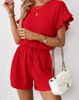 Britt | Casual set met rimpeling en knoopdetails