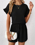 Britt | Casual set met rimpeling en knoopdetails
