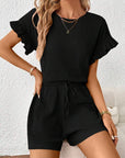 Britt | Casual set met rimpeling en knoopdetails