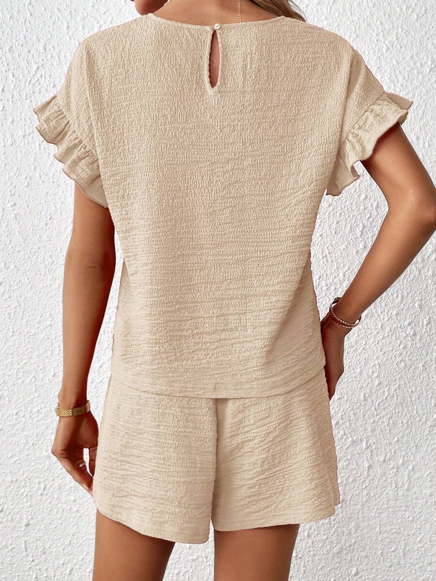 Britt | Casual set met rimpeling en knoopdetails