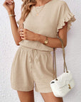 Britt | Casual set met rimpeling en knoopdetails